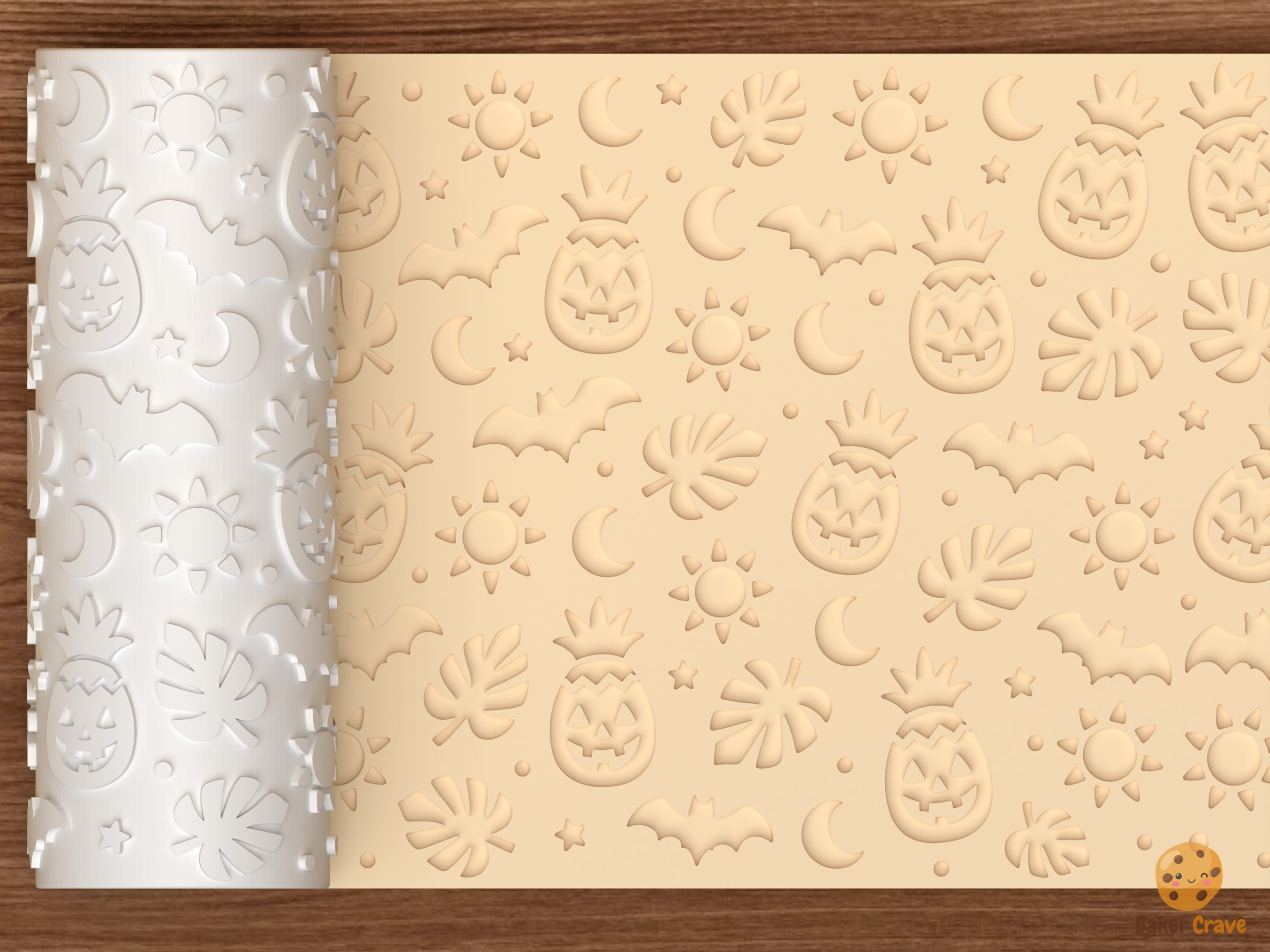Summerween Pineapple Lantern Textured Roller STL File - 01 main photo deboss