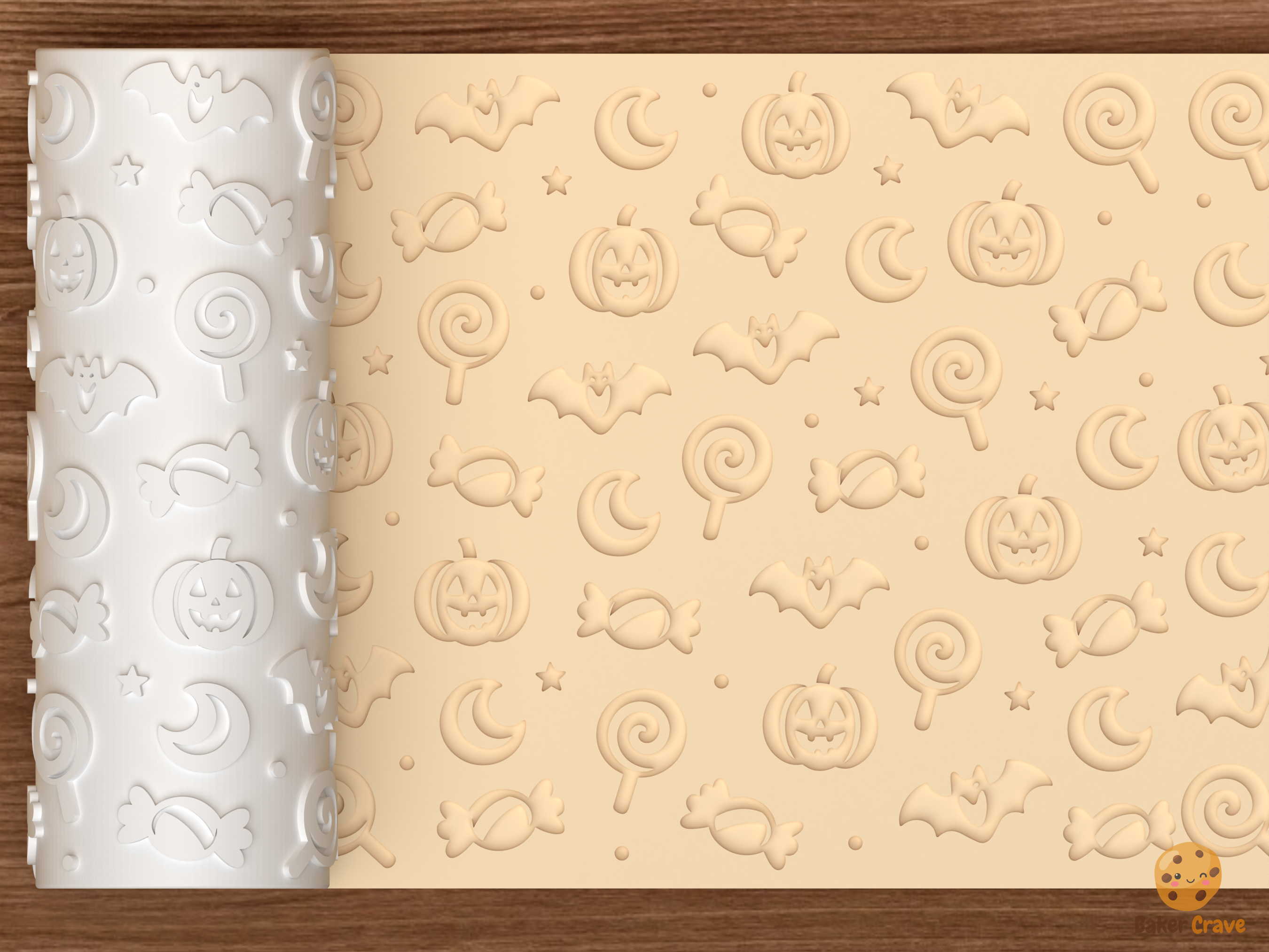 Haunted Lollipop Swirl Textured Roller STL File - 01 main photo deboss