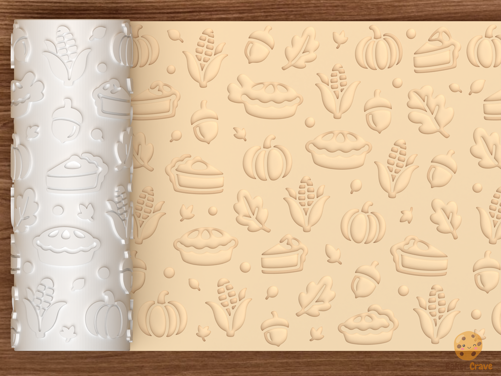 Thanksgiving Harvest Textured Roller STL File - 01 main photo deboss