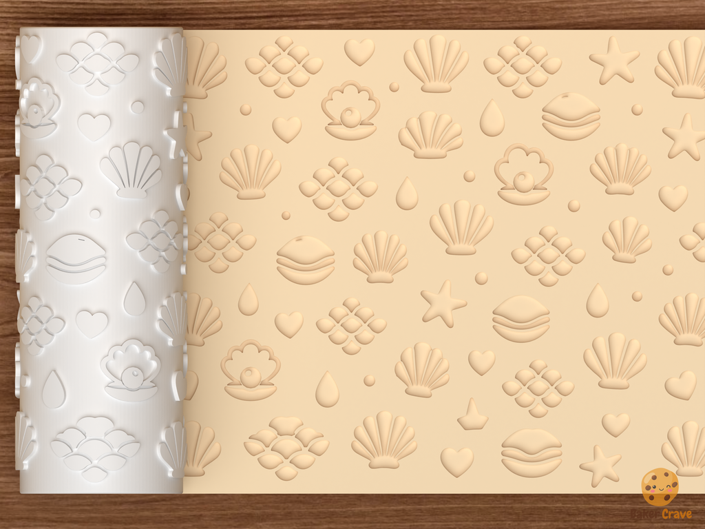 Coastal Seashell Textured Roller STL File - 01 main photo deboss