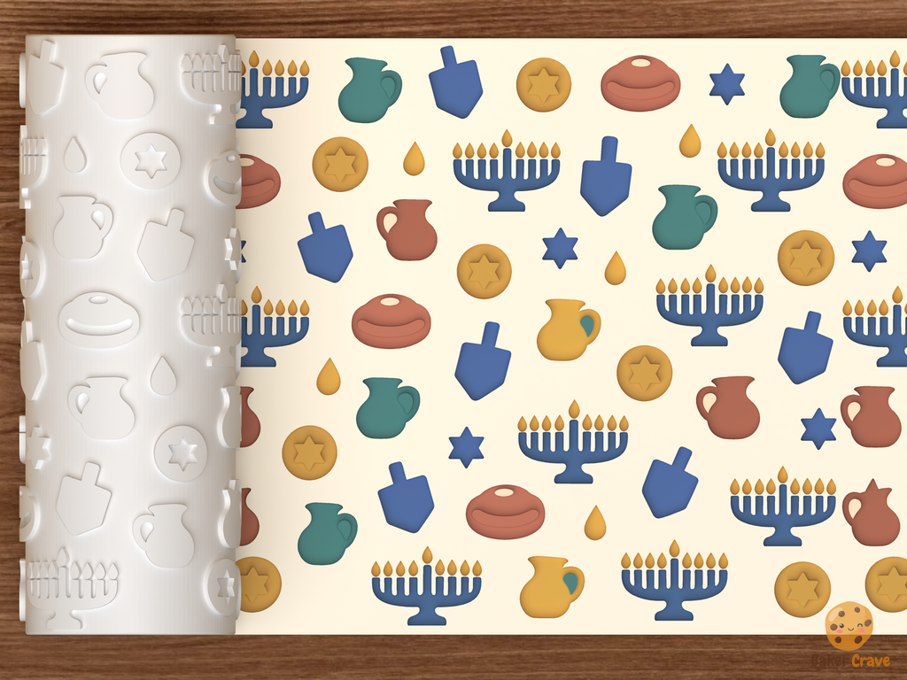 Hanukkah Celebration Textured Roller STL File