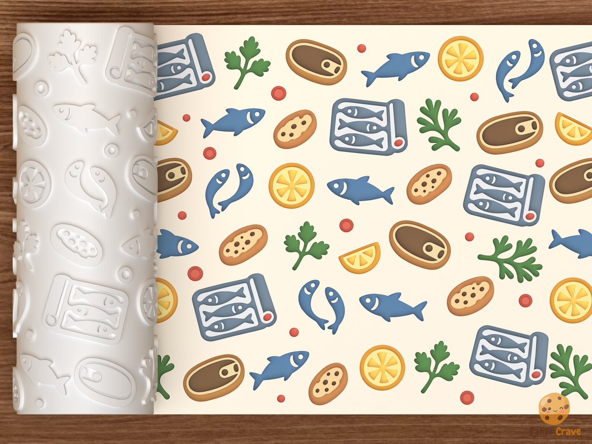 Tinned Fish Sardine Party Textured Roller