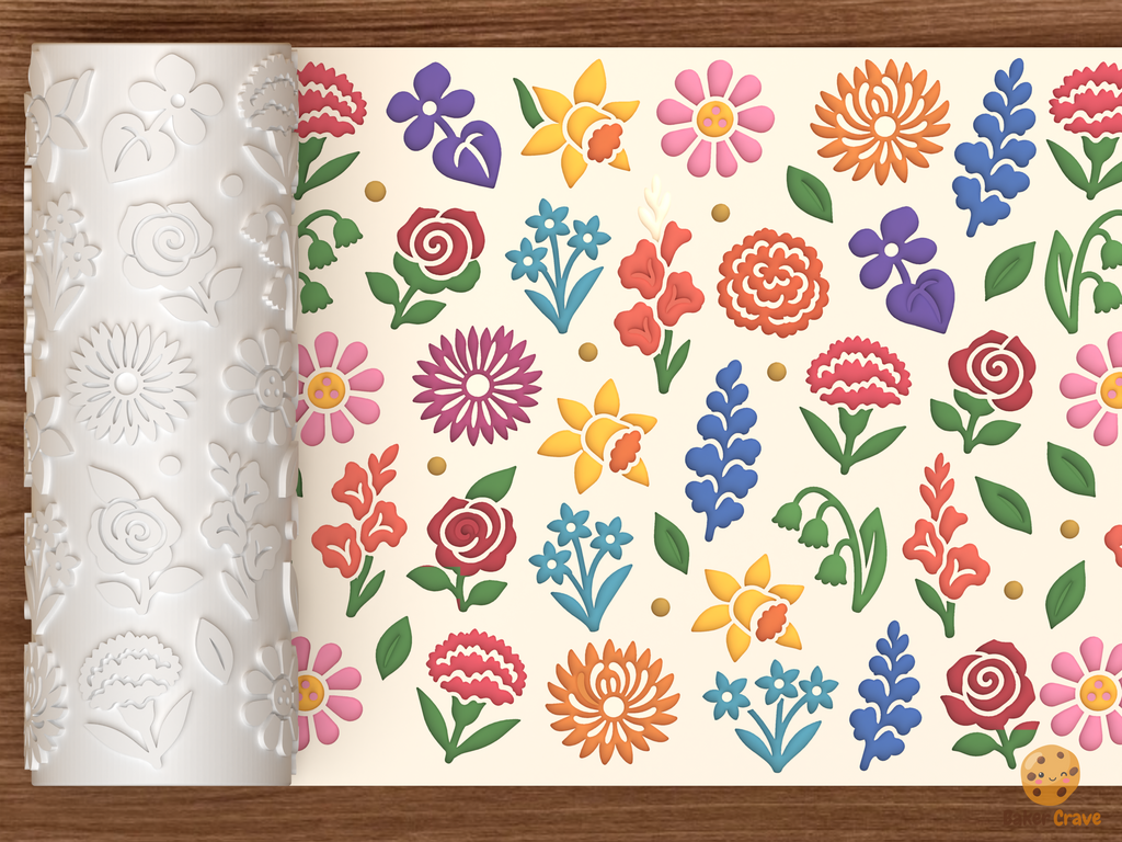 Birth Month Flowers Textured Roller STL File