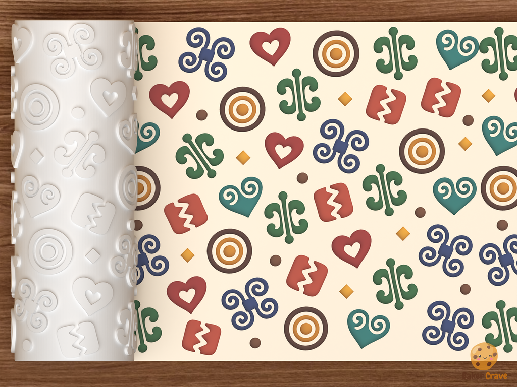 Adinkra Symbols Textured Roller STL File