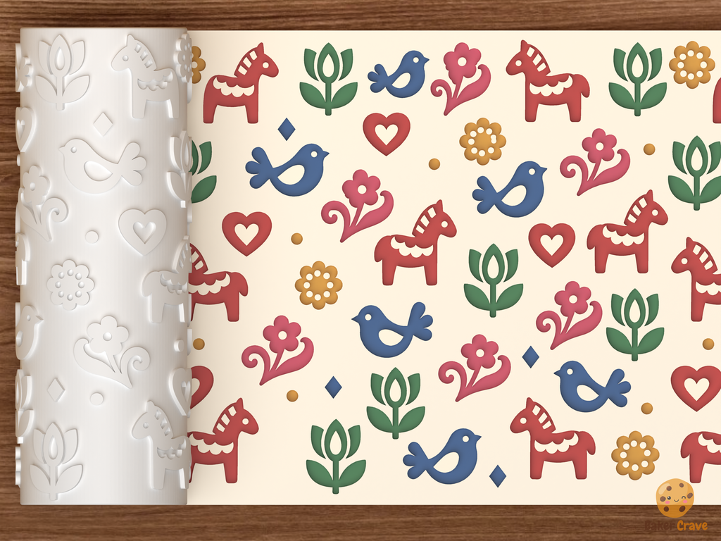 Scandinavian Folk Art Textured Roller STL File