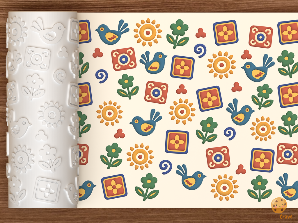 Mexican Talavera Tile Motifs Textured Roller STL File