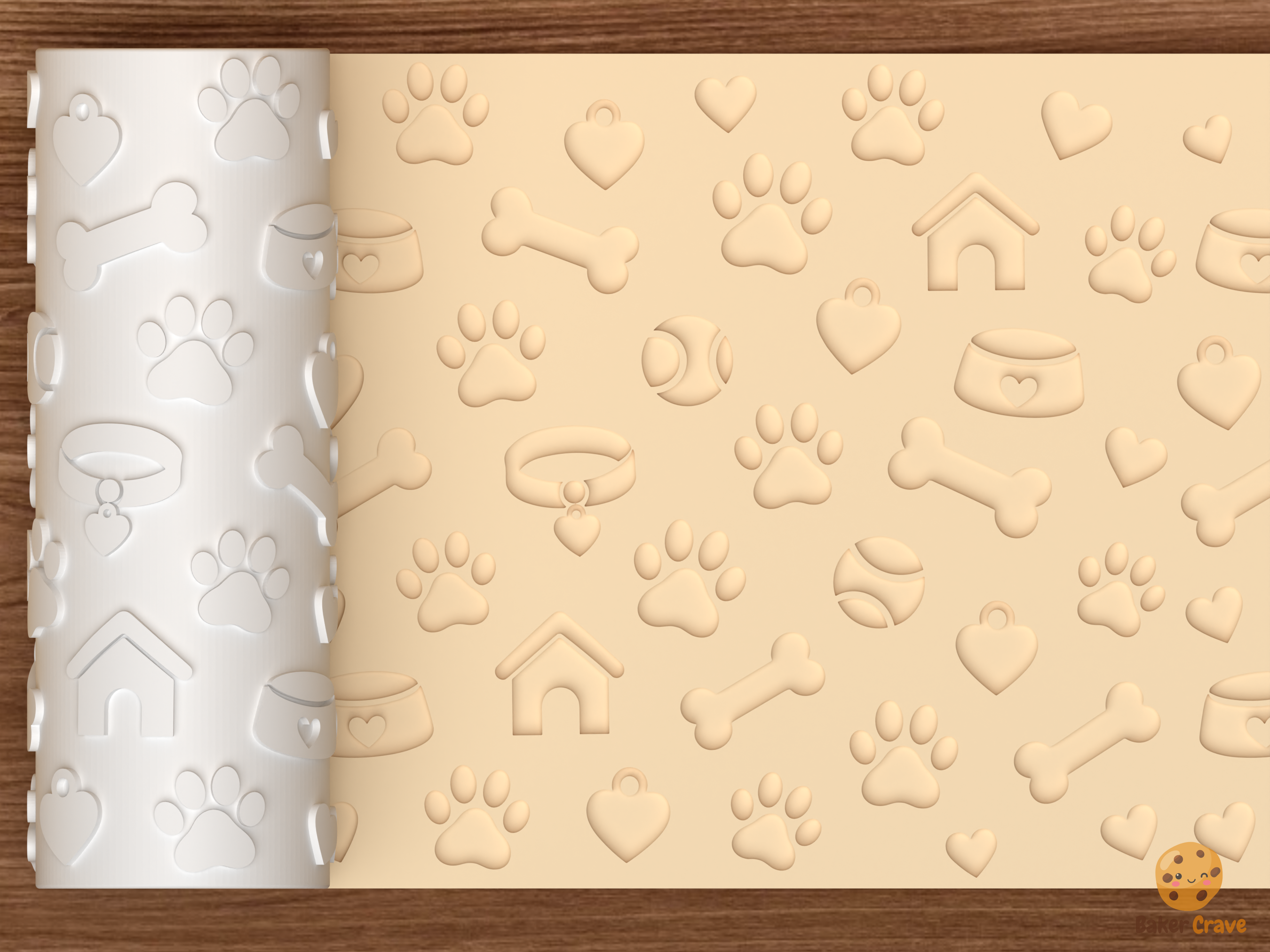 Dog Pet Textured Roller STL File - 01 main photo deboss