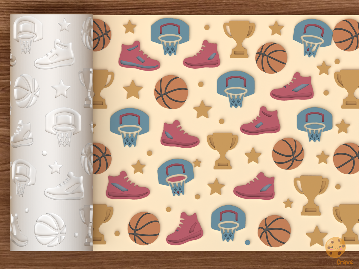 Basketball Sports Textured Roller - 01 main photo emboss colored
