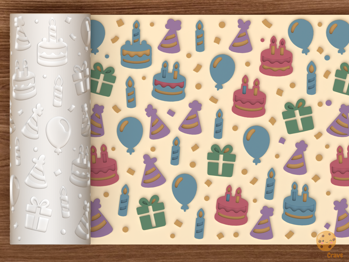 Birthday Party Celebration Textured Roller - 01 main photo emboss colored