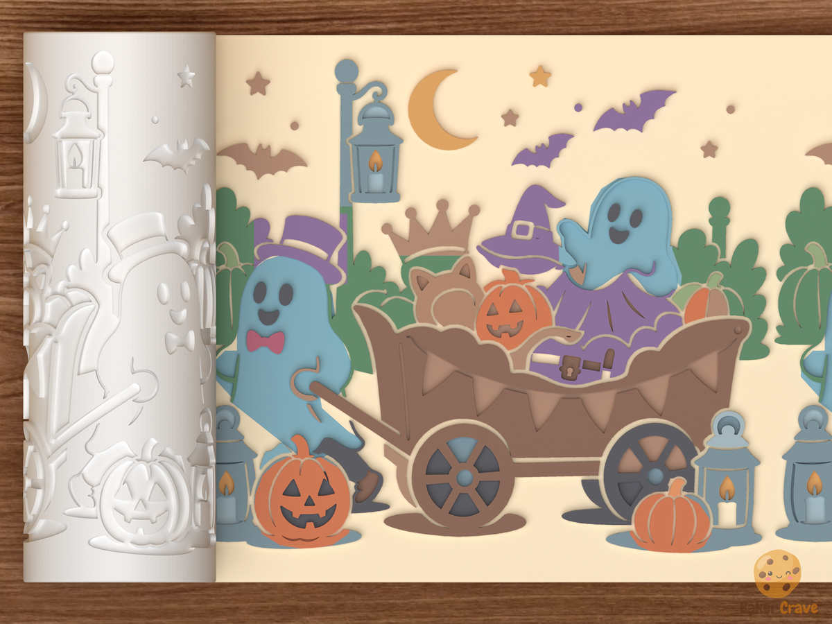 Costume Parade Wagon Textured Roller STL File - 01 main photo emboss colored