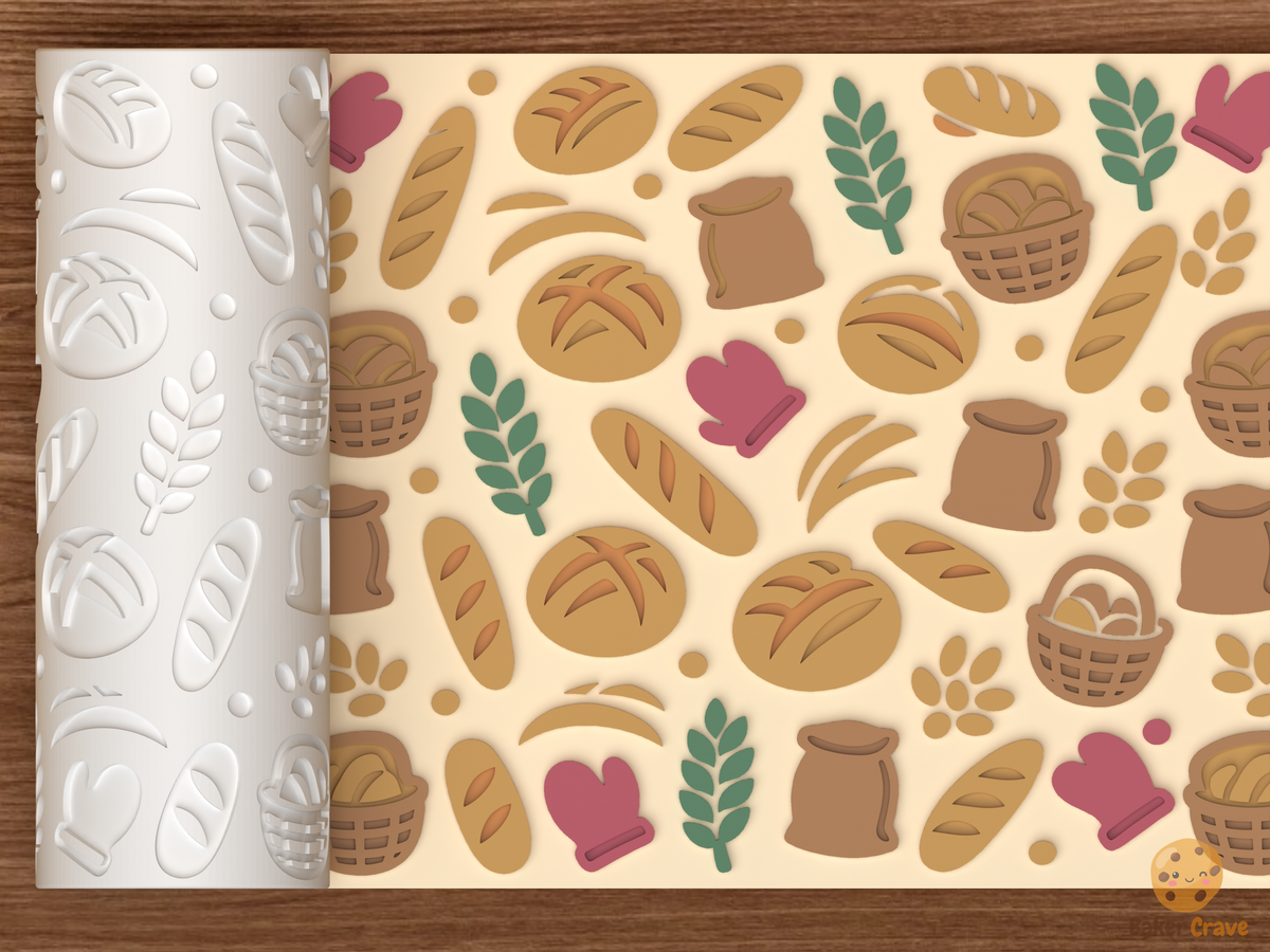 Sourdough Bread Bakery Textured Roller STL File - 01 main photo emboss colored