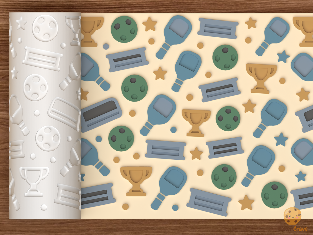 Pickleball Awards Textured Roller STL File - 01 main photo emboss colored
