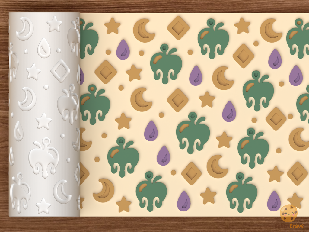 Poison Apple Charms Textured Roller STL File - 01 main photo emboss colored
