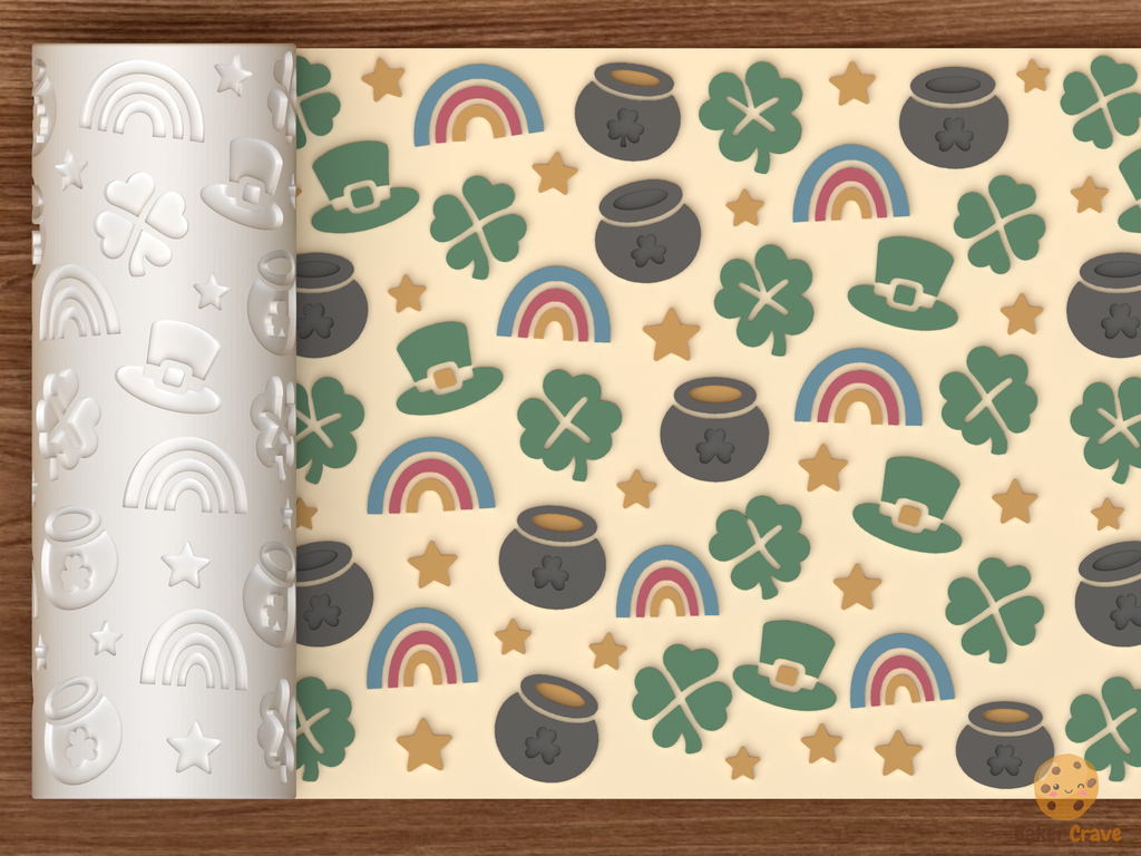 St Patrick's Day Textured Roller STL File - 01 main photo emboss colored