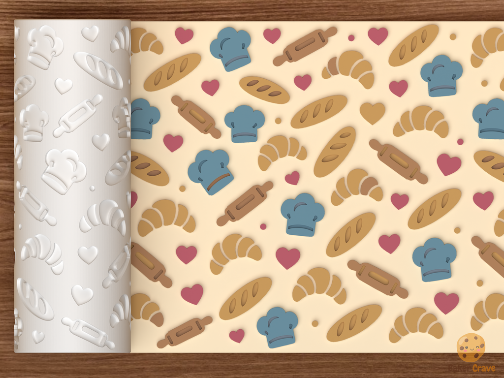 Bakery Pastry Textured Roller STL File - 01 main photo emboss colored