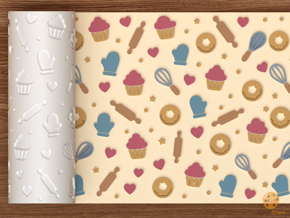 Bakery Tools Textured Roller STL File - 01 main photo emboss colored