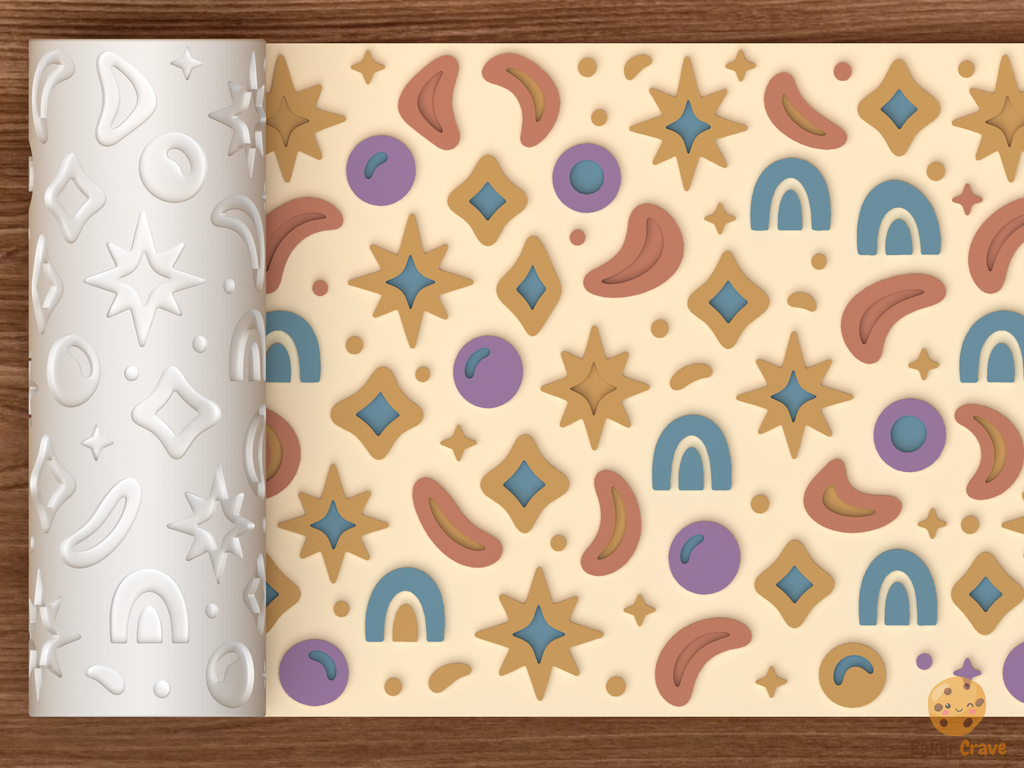 Boho Celestial Rainbow Textured Roller STL File - 01 main photo emboss colored