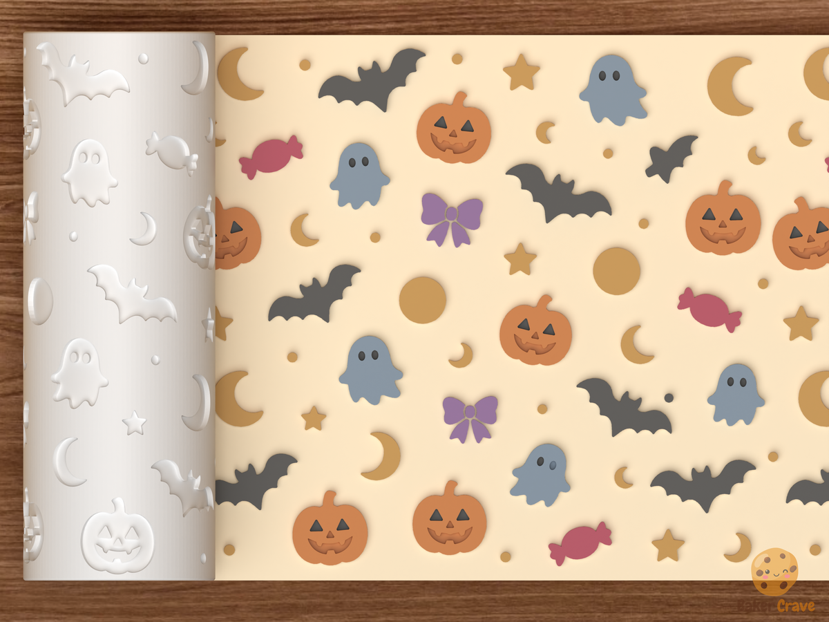 Halloween Spooky Icons Textured Roller - 01 main photo emboss colored
