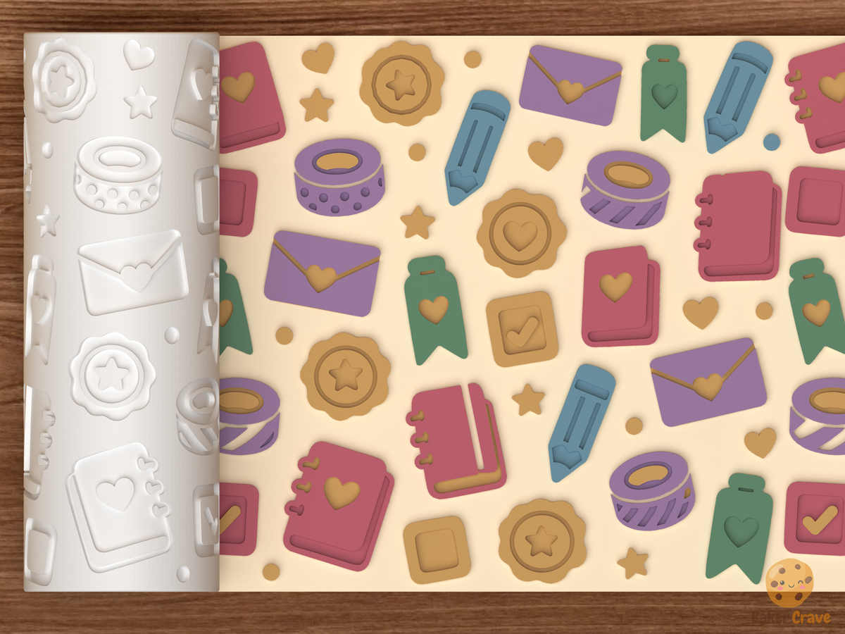 Journaling Stationery Textured Roller STL File - 01 main photo emboss colored