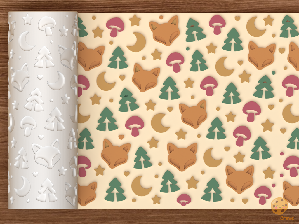Fox Woodland Textured Roller STL File - 01 main photo emboss colored