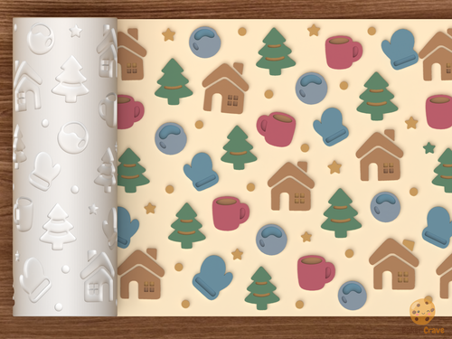 Cozy Winter Cabin Textured Roller STL File - 01 main photo emboss colored