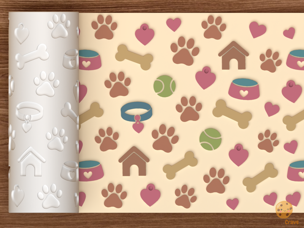 Dog Pet Textured Roller STL File - 01 main photo emboss colored