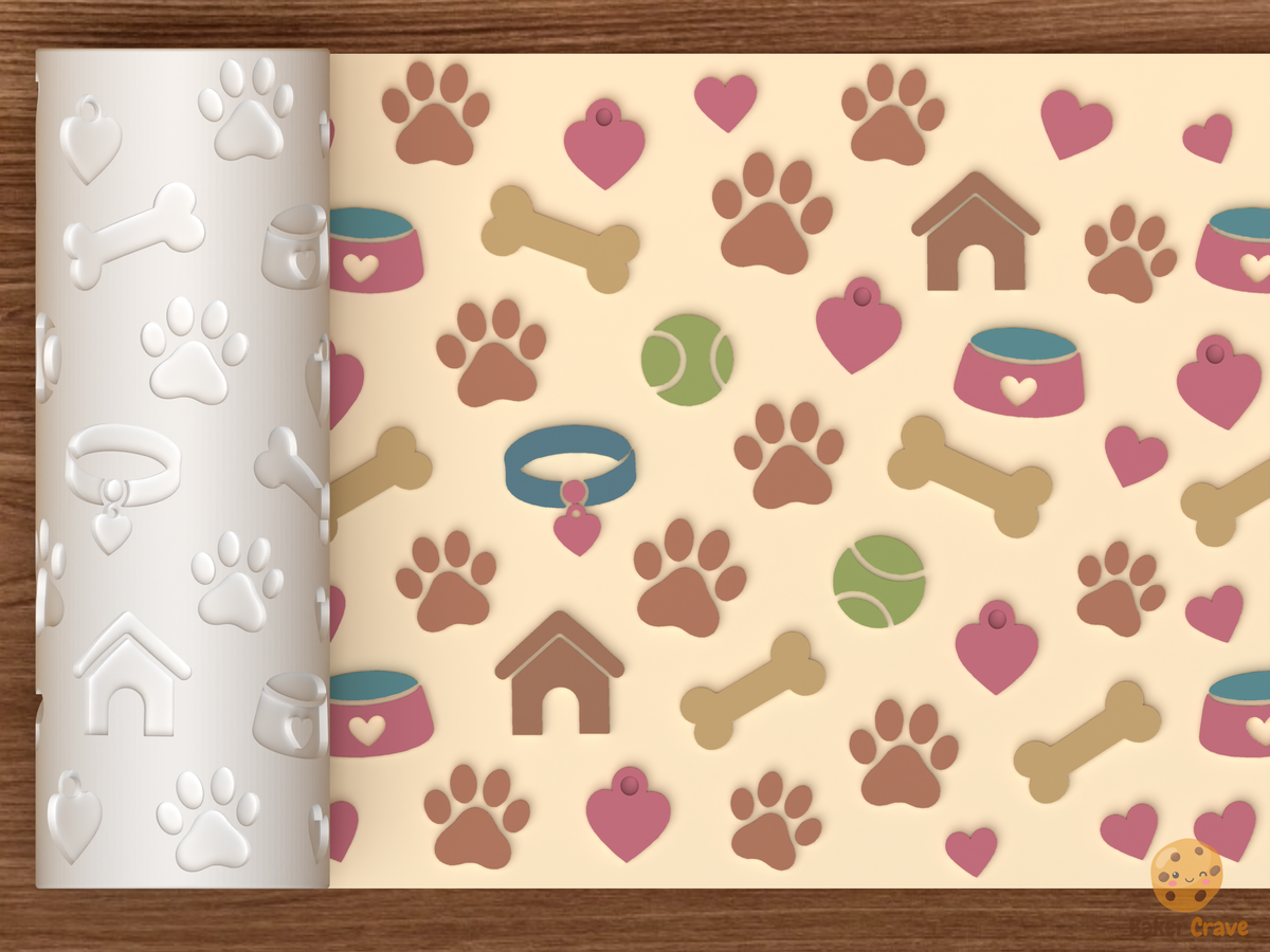 Dog Pet Textured Roller - 01 main photo emboss colored