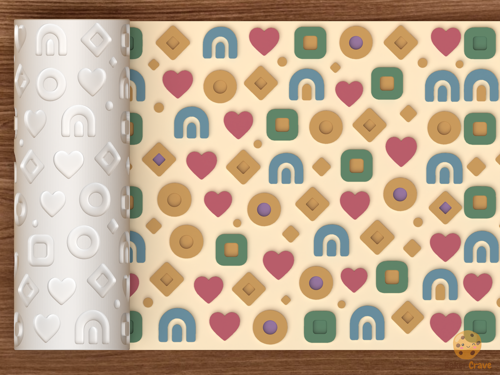 Retro Boho Geometric Textured Roller STL File - 01 main photo emboss colored