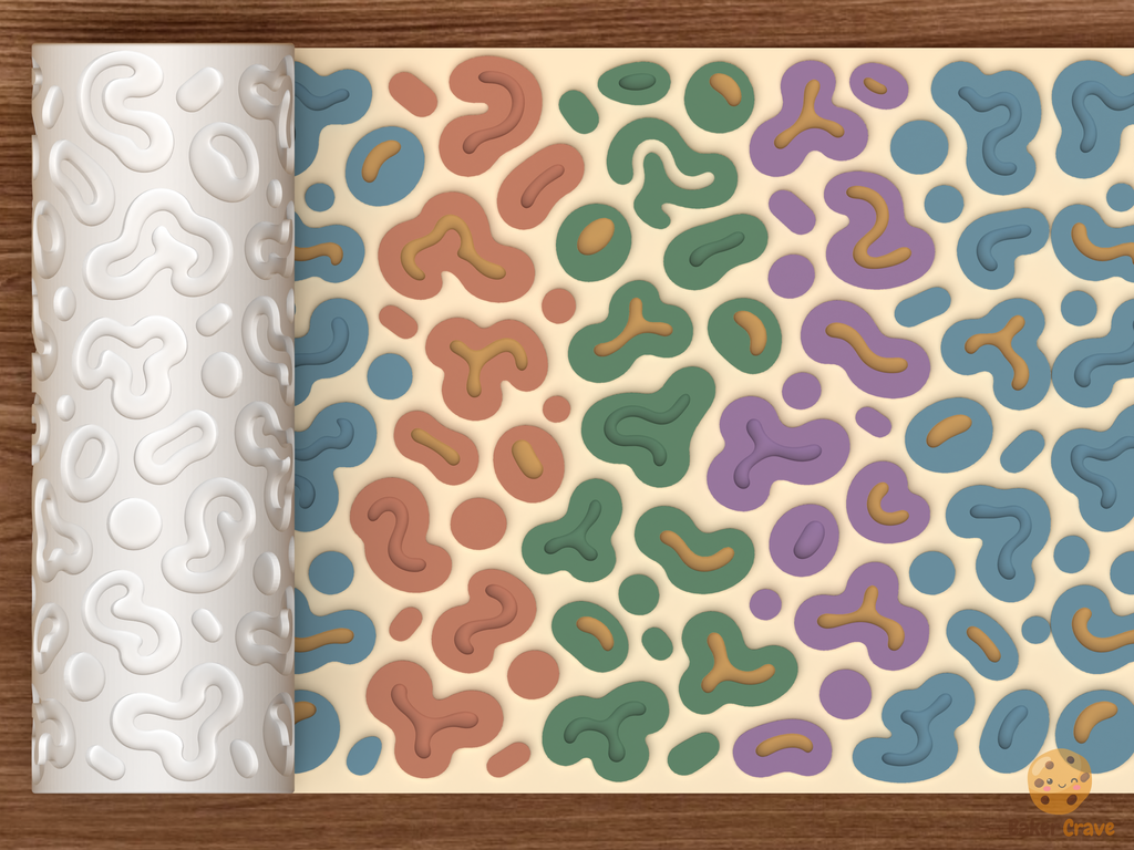 Abstract Amoeba Blob Textured Roller STL File - 01 main photo emboss colored