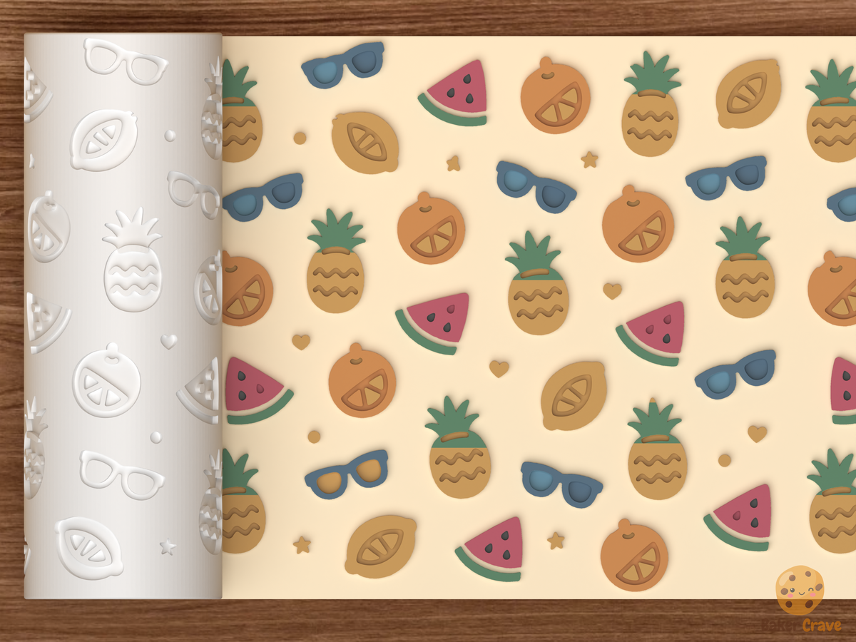 Summer Fruit Vacation Textured Roller - 01 main photo emboss colored