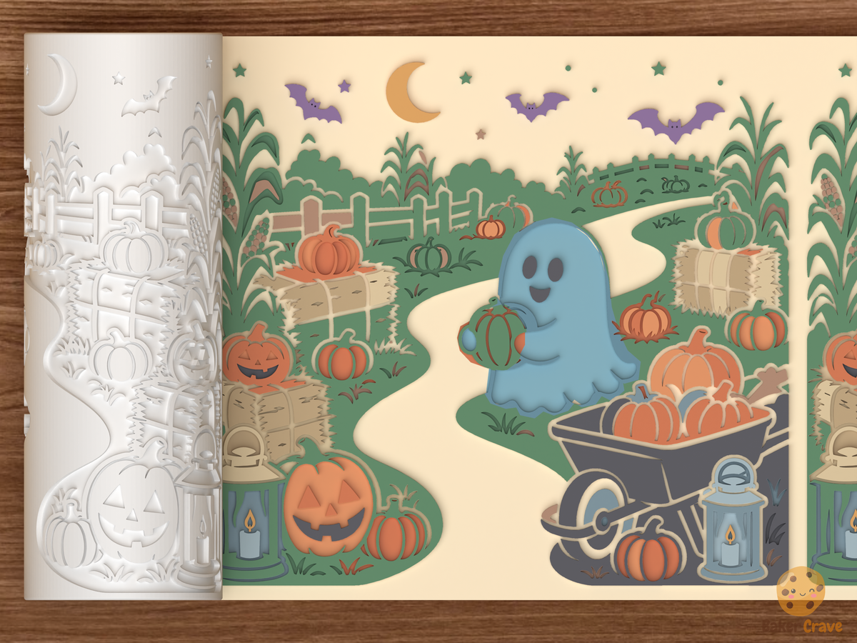Pumpkin Patch Harvest Lane Textured Roller STL File - 01 main photo emboss colored