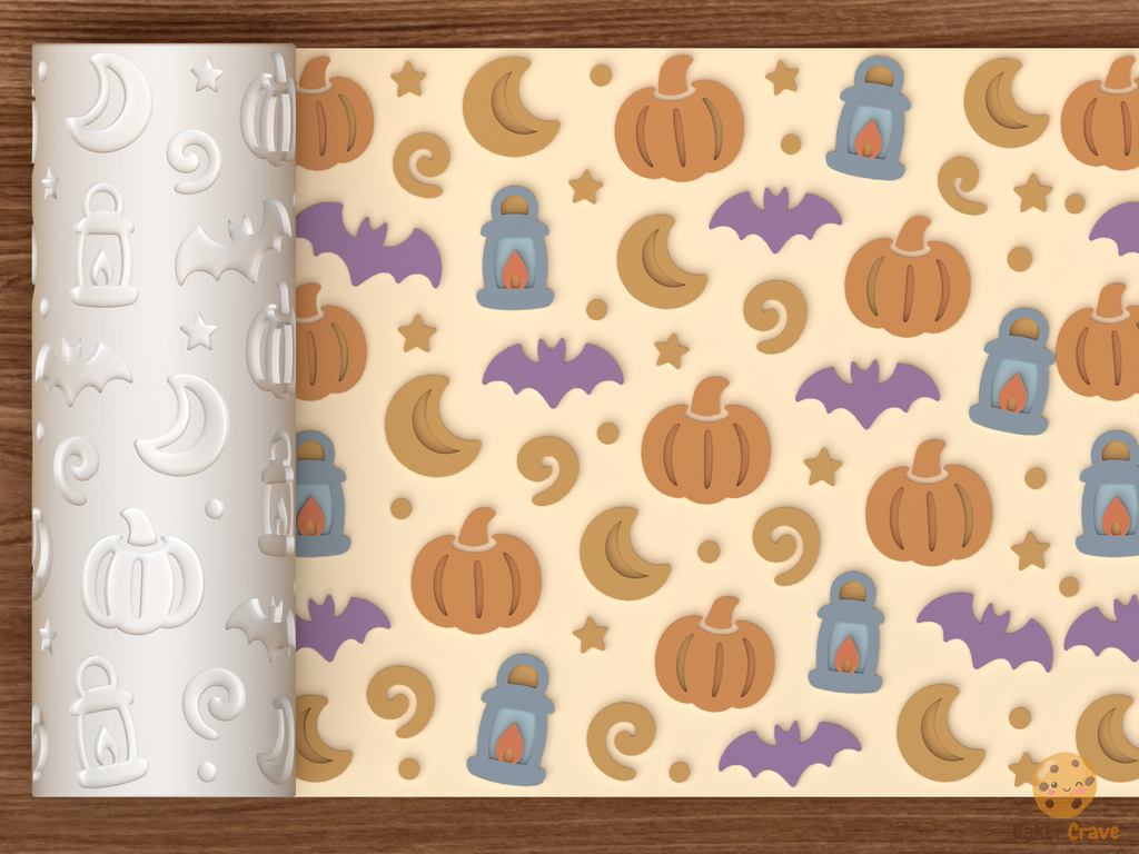 Moonlit Pumpkin Patch Textured Roller STL File - 01 main photo emboss colored