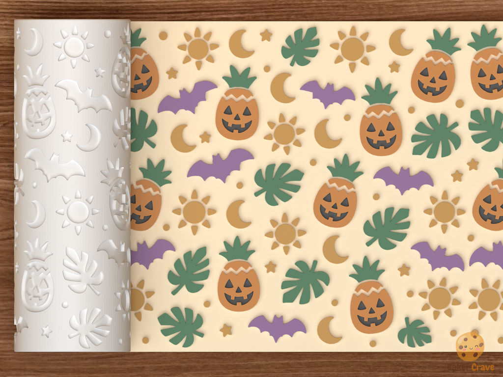 Summerween Pineapple Lantern Textured Roller STL File - 01 main photo emboss colored