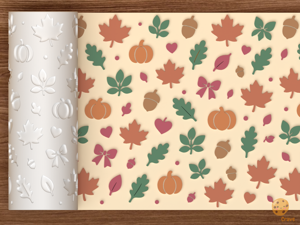 Autumn Harvest Textured Roller STL File - 01 main photo emboss colored