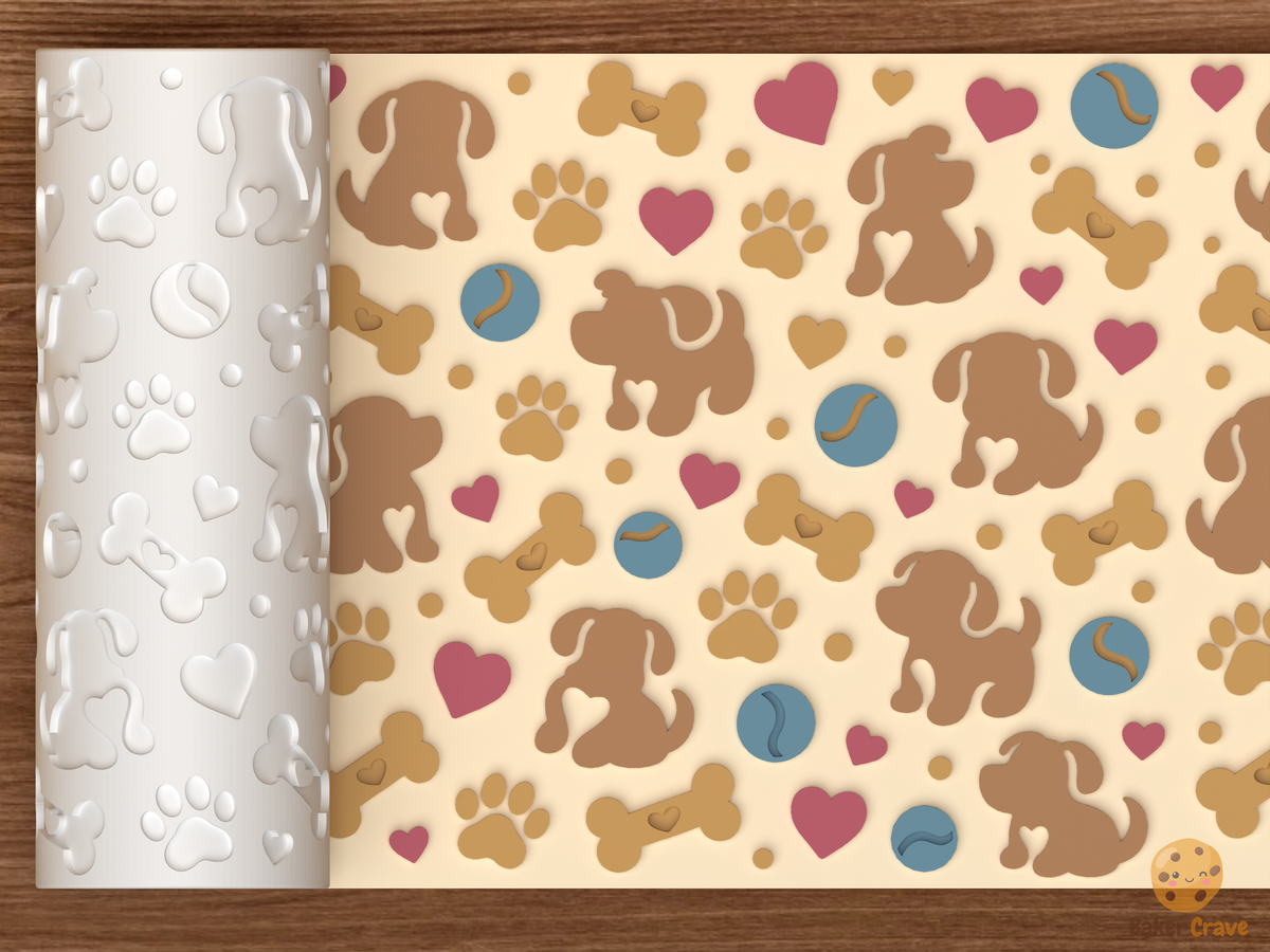 Puppy Love Textured Roller STL File - 01 main photo emboss colored