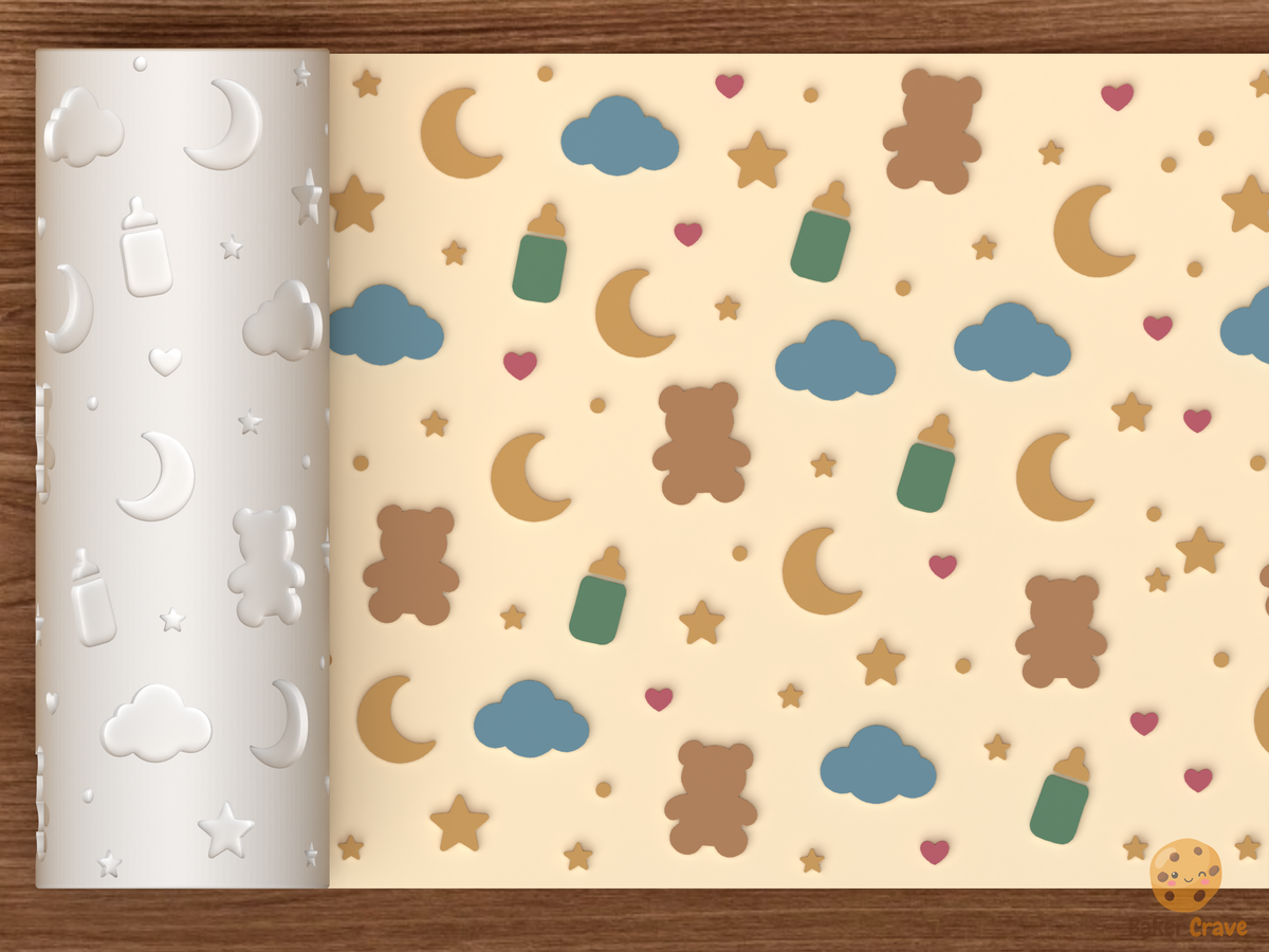 Baby Nursery Night Sky Textured Roller STL File - 01 main photo emboss colored