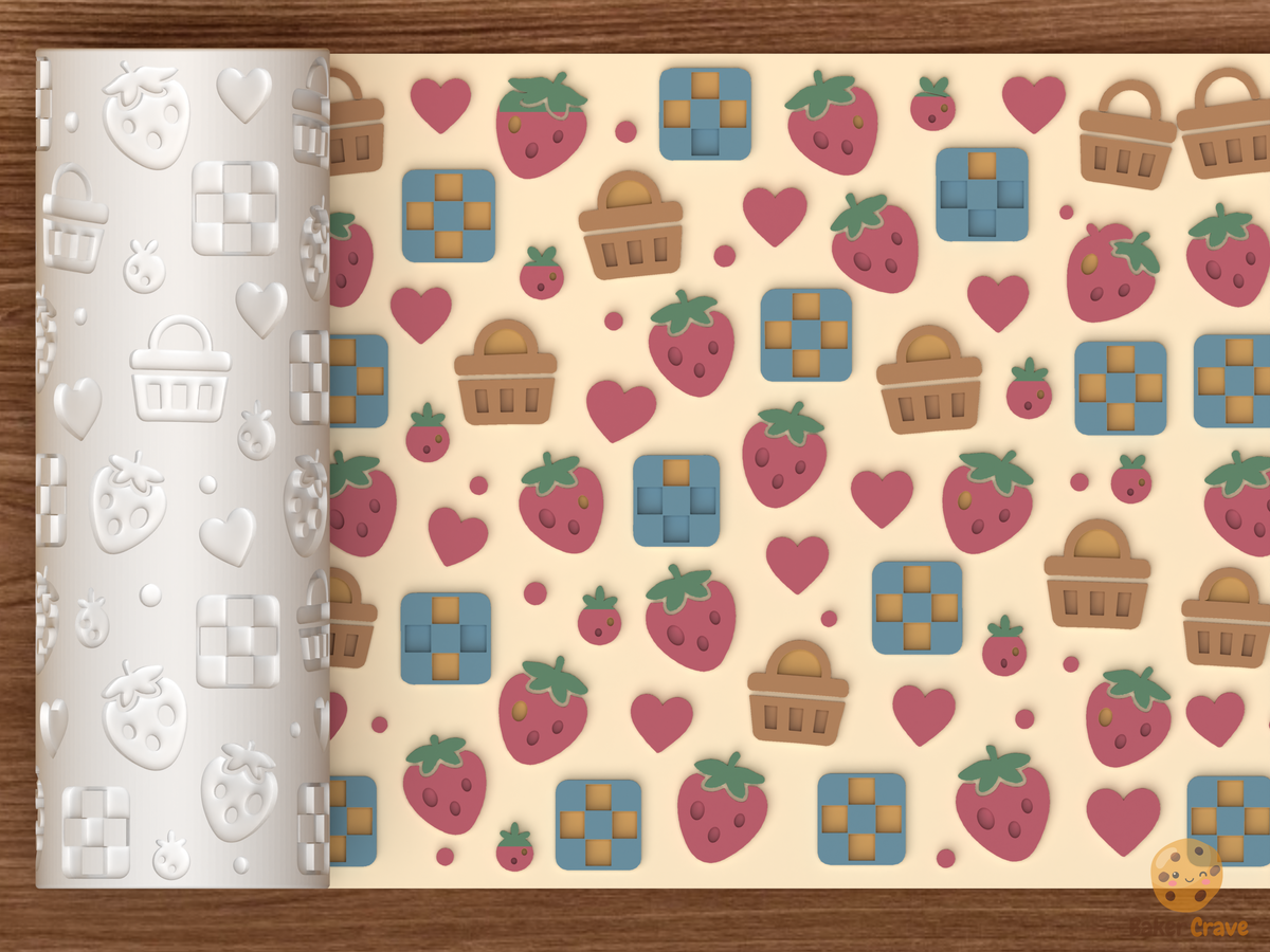 Strawberry Picnic Textured Roller - 01 main photo emboss colored