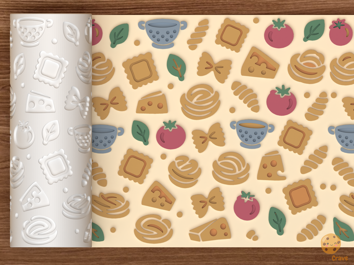 Pasta Night Textured Roller STL File - 01 main photo emboss colored