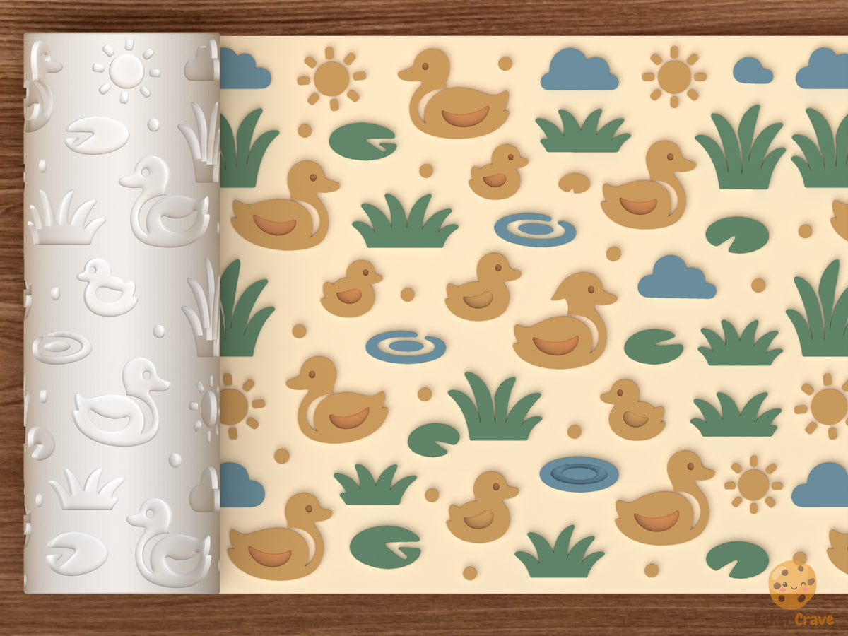Duck Pond Textured Roller STL File - 01 main photo emboss colored