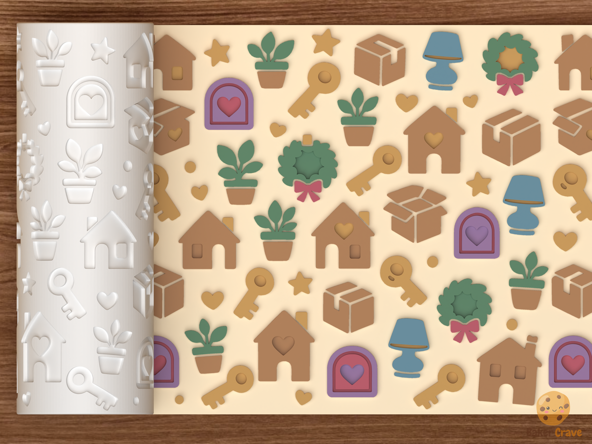 Home Housewarming Textured Roller STL File - 01 main photo emboss colored