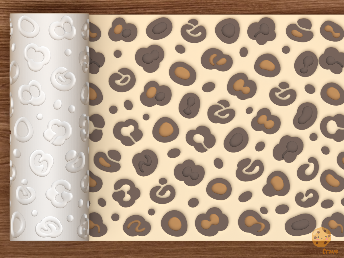 Leopard Animal Print Textured Roller STL File - 01 main photo emboss colored