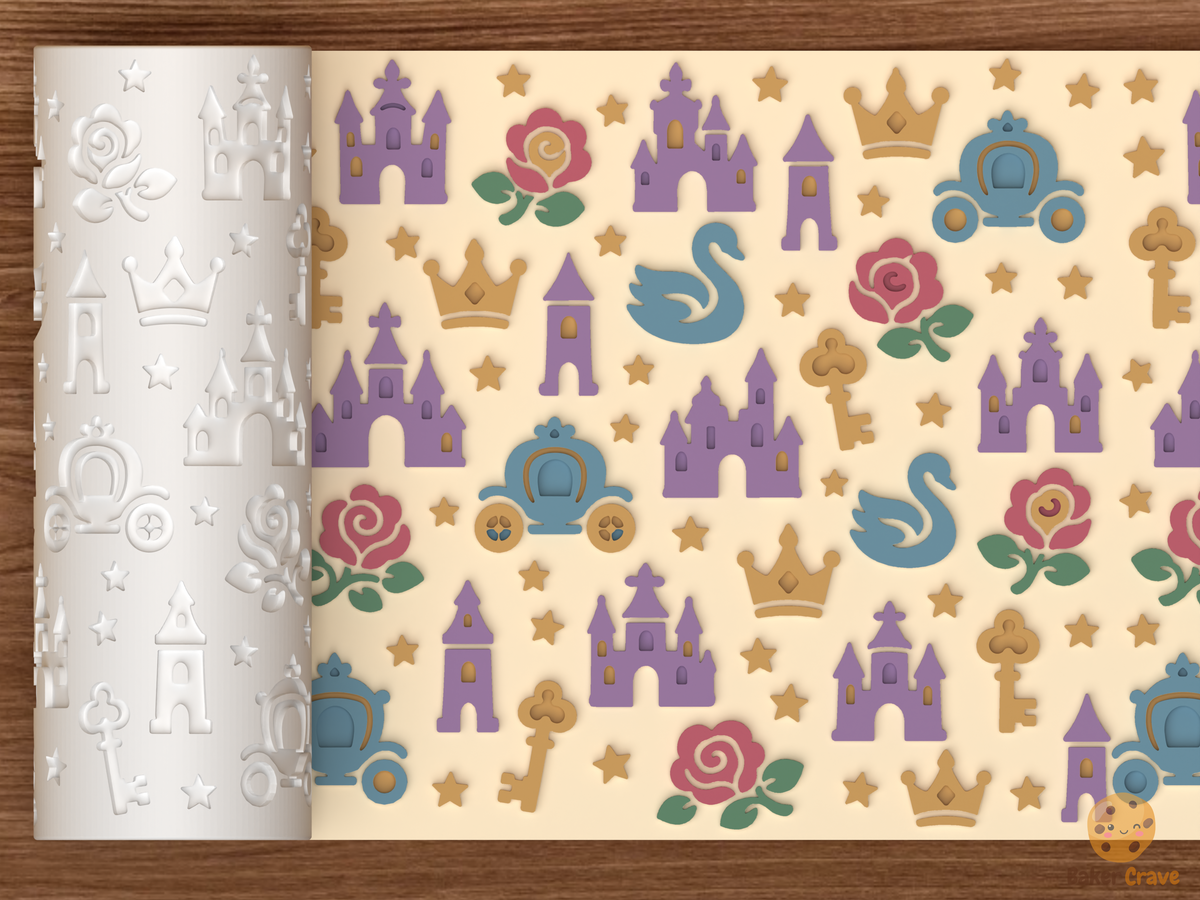 Fairytale Cae Textured Roller STL File - 01 main photo emboss colored