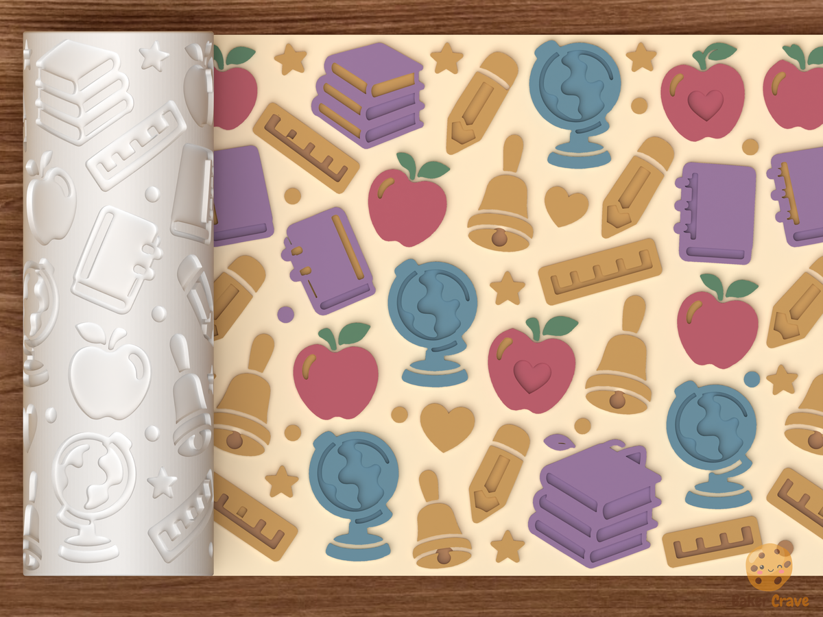 Teacher Appreciation Textured Roller STL File - 01 main photo emboss colored