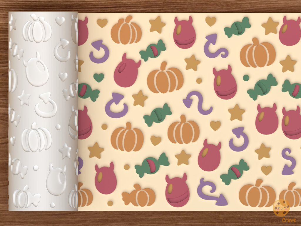 Devilish Egg Halloween Textured Roller STL File - 01 main photo emboss colored
