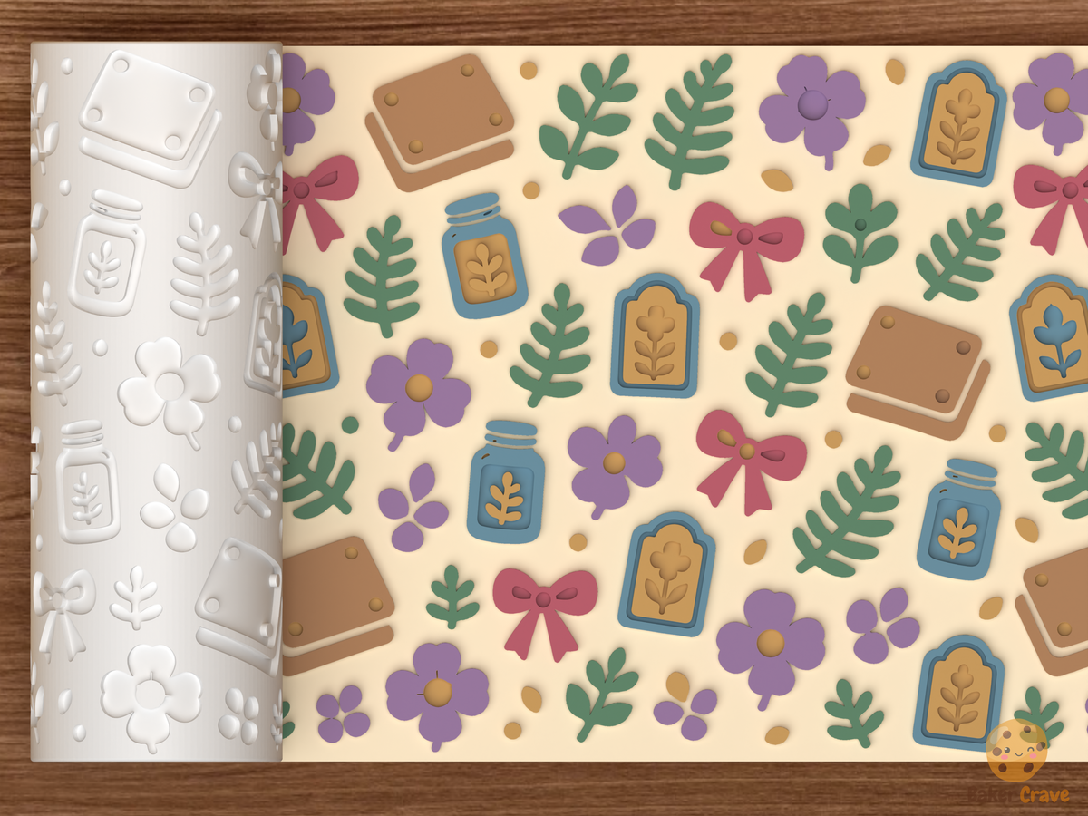 Flower Pressing Textured Roller STL File - 01 main photo emboss colored