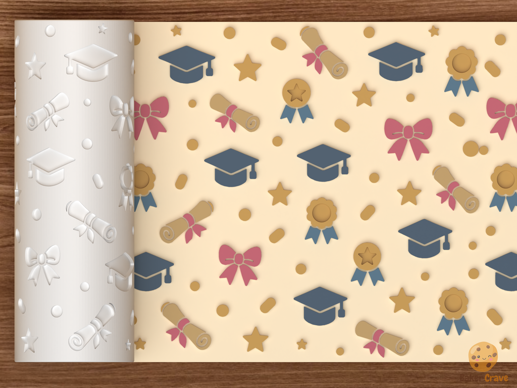 Graduation Celebration Textured Roller STL File - 01 main photo emboss colored