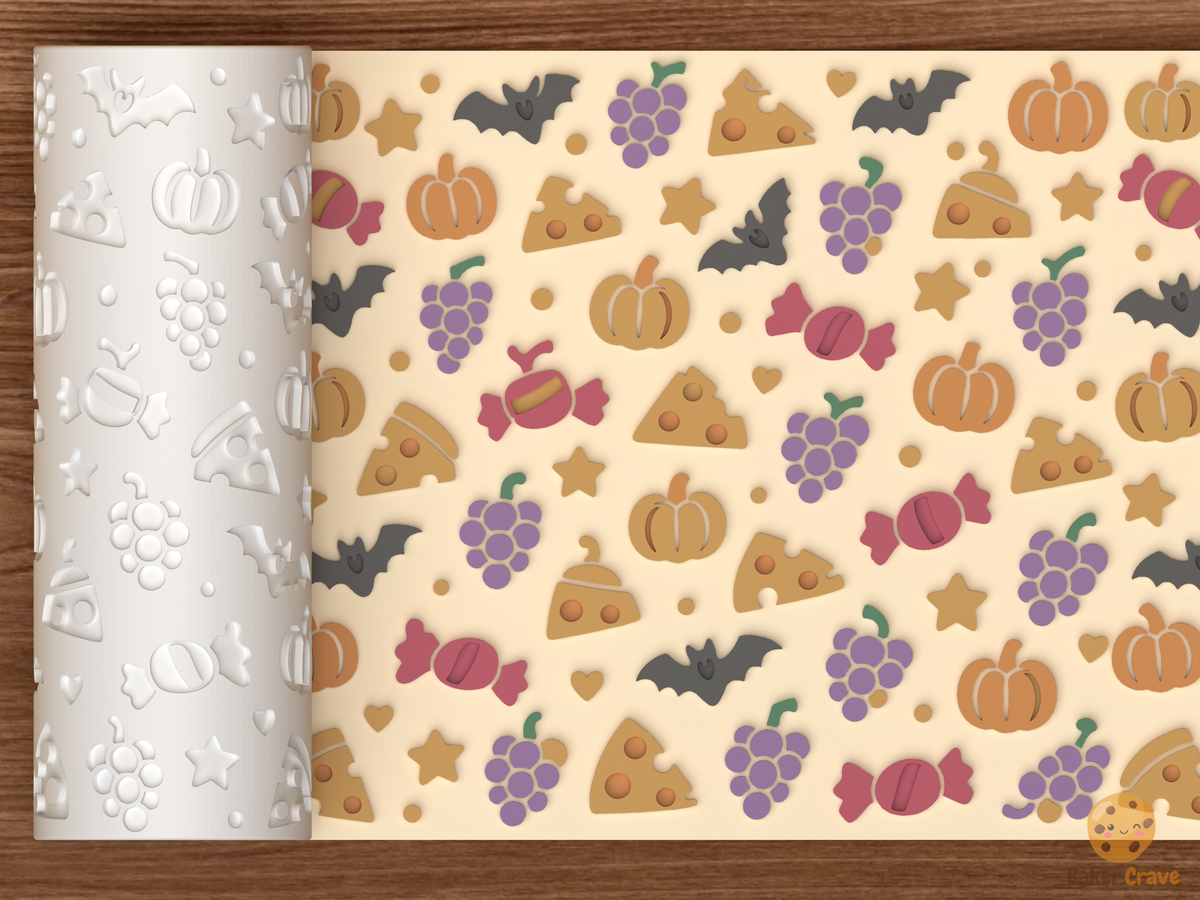 Halloween Snack Board Textured Roller STL File - 01 main photo emboss colored