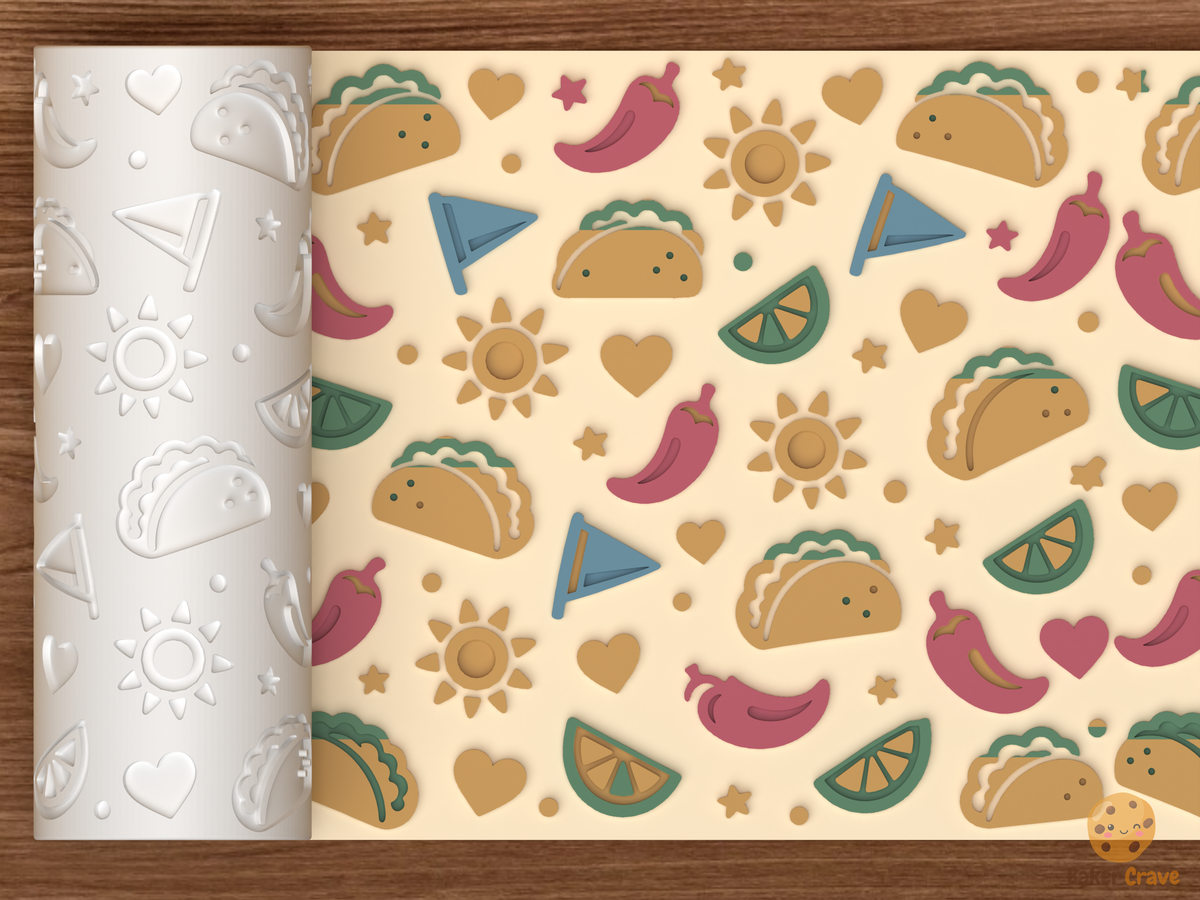 Taco Tuesday Fiesta Textured Roller - 01 main photo emboss colored