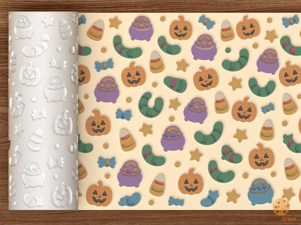 Gummy Worm Fright Textured Roller STL File - 01 main photo emboss colored