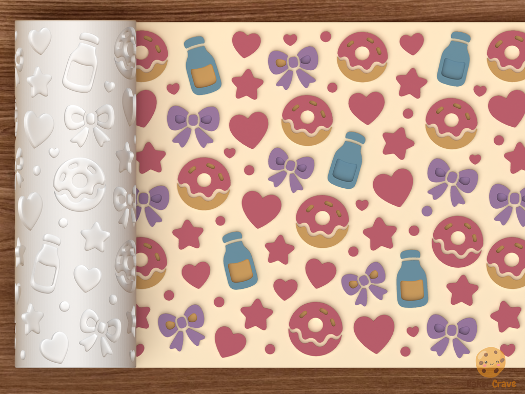 Sweet Treats Textured Roller STL File - 01 main photo emboss colored